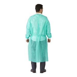 Medline Medium-Weight Dental Cover Gowns with Knit Cuffs - Spunbond Polypropylene Dental Gown with Knit Cuff, Green, Size L - NONDGL