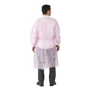 Medline Medium-Weight Dental Cover Gowns with Knit Cuffs - Spunbond Polypropylene Dental Gown with Knit Cuff, Pink, Size L - NONDPL