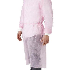 Medline Medium-Weight Dental Cover Gowns with Knit Cuffs - Spunbond Polypropylene Dental Gown with Knit Cuff, Pink, Size L - NONDPL