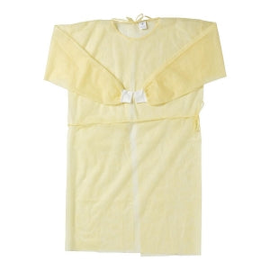 Medline Medium-Weight Dental Cover Gowns with Knit Cuffs - Spunbond Polypropylene Dental Gown with Knit Cuff, Yellow, Size L - NONDYL