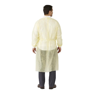 Medline Medium-Weight Dental Cover Gowns with Knit Cuffs - Spunbond Polypropylene Dental Gown with Knit Cuff, Yellow, Size L - NONDYL