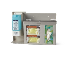 Bowman Manufacturing Company, Inc. Respiratory Hygiene Stations - Respiratory Hygiene Station, Holds 2 Boxes of Face Masks, 1-2 Boxes of Tissues and Hand Sanitizer Pump, Locking, Quartz ABS Plastic - FD112