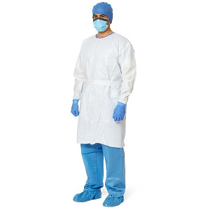 Medline Breathable Laminate AAMI Level 3 Isolation Gowns - Microporous AAMI Level 3 Isolation Gown, White, Size Regular - NONLV350