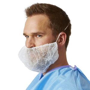 Medline Head and Beard Covers - Spunbond Beard Covers with Elastic, White - NONSH400