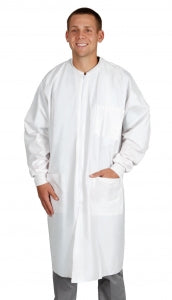 Medline Antistatic Microporous Breathable Lab Coats - Breathable Fluid-Proof Lab Coat with Zip Front, Size L - NONSW1750L