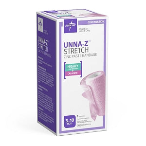 Medline Unna-Z Stretch Zinc Oxide Compression Bandage - Unna-Z Stretch Zinc Oxide Compression Bandage with Calamine, 3" x 10 yd. - NONUNNAS30