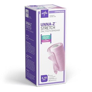 Medline Unna-Z Stretch Zinc Oxide Compression Bandage - Unna-Z Stretch Zinc Oxide Compression Bandage with Calamine, 4" x 10 yd. - NONUNNAS40