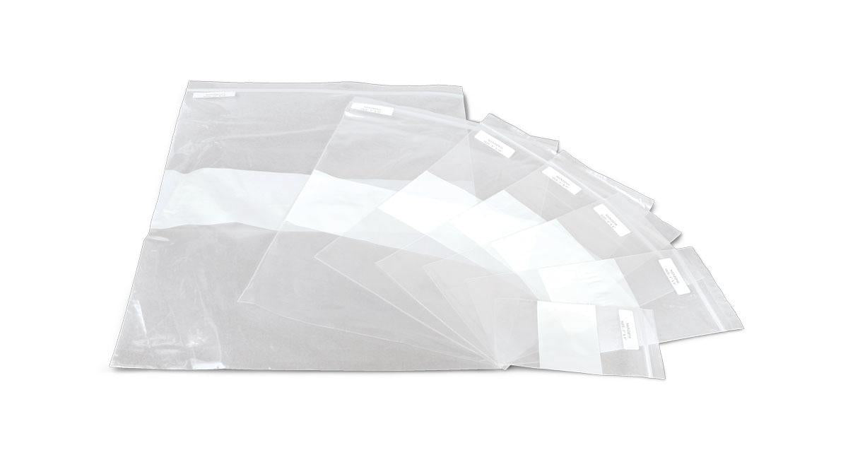 Plastic Zip Closure Bags with White Write-On Block