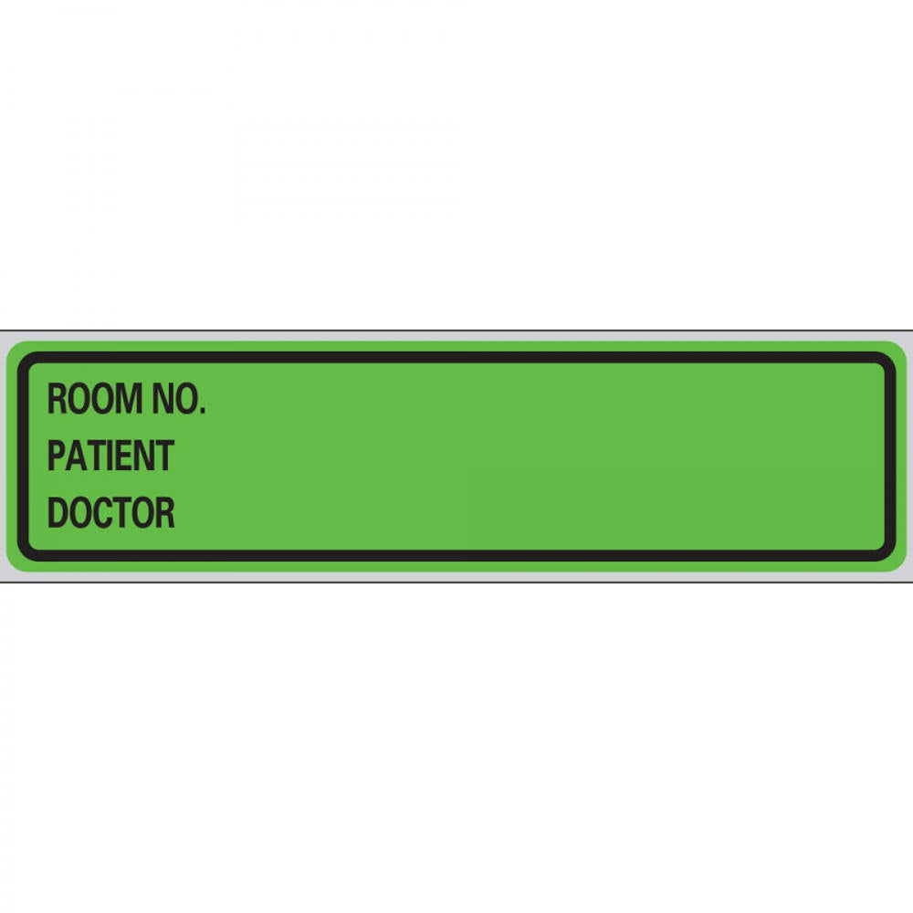 Label Paper Removable Room No. Patient 1" Core 5 3/8" X 1 3/8" Green 200 Per Roll