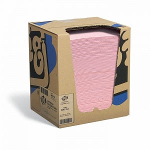 New Pig HazMat Handy Pad - HazMat Heavyweight Absorbent Handy Pad in Dispenser Box, Pink, 10" x 13" - MAT351