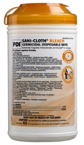 PDI Sani-Cloth Bleach Germicidal Disposable Wipes - Sani-Cloth Bleach Germicidal Disposable Wipes, 7.5" x 15", 65-Count X-Large Canister - P25784