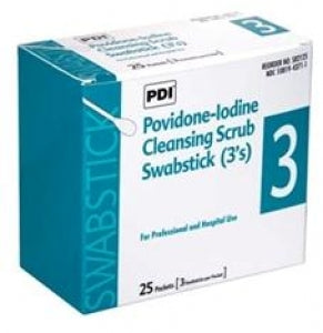 PDI, Inc. PVP Iodine Prep Pads & Swabsticks - Povidone Iodine Scrub Swabsticks - S82125