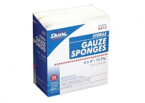 Dukal Latex Free Sterile Gauze Sponge - Cotton Gauze Sponge, Sterile, 12-Ply, 3" x 3" , 10/Pack, 48 Pack / Case - 14-013