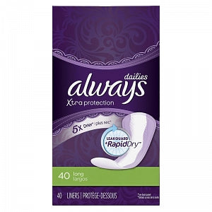 Procter & Gamble Always Xtra Protection Long Daily Liner - Always Panty Liner, Unscented, Long, 40/Box, 6 Boxes / Case - 00037000479406