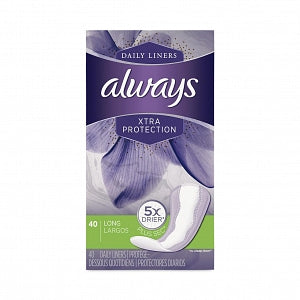 Procter & Gamble Always Xtra Protection Long Daily Liner - Always Panty Liner, Unscented, Long, 40/Box, 6 Boxes / Case - 00037000479406