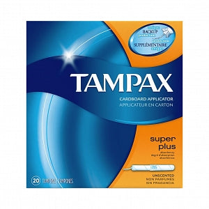 Procter & Gamble Tampax Cardboard Super Plus Tampons - TAMPON, TAMPAX, SUPR+, FLSHBL, 20/BX, 24BX / CS - 00073010480124