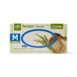 Medline Restore Sense Powder-Free Nitrile Exam Gloves with maxOat+ - Restore Sense Green Powder-Free Nitrile Exam Gloves with maxOat+, Size M - OAT4585