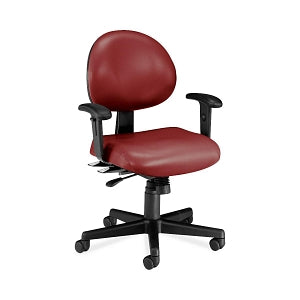 OFM Vinyl Ergonomic Mid-Back Task Chairs with Arms - Vinyl Ergonomic Mid-Back Task Chair with Arms, Wine - 241-VAM-AA-603