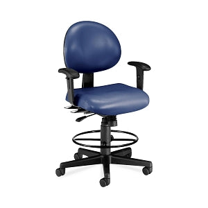 OFM Vinyl Ergonomic Task Chairs with Arms and Drafting Kit - Vinyl Ergonomic Mid-Back Task Chair with Arms and Drafting Kit, Navy - 241-VAM-AADK-65