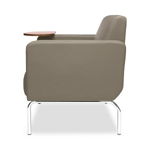 OFM Triumph Series Lounge Chair with Tablet Attachment - Triumph Series Lounge Chair with Bronze-Tone Tablet Attachment and Chrome Legs, Taupe - 3002T-PU607-BZ