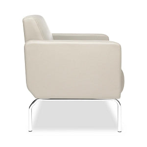 OFM Lounge Chair with Chrome Legs and Polyurethane Upholstery - Lounge Chair with Chrome Legs and Polyurethane Upholstery, Cream - 3002-PU609