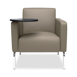 OFM Triumph Series Lounge Chair with Tablet Attachment - Triumph Series Lounge Chair with Tungsten-Tone Tablet Attachment and Chrome Legs, Taupe - 3002T-PU607-TG