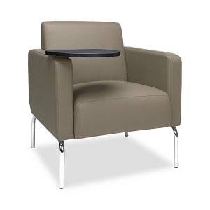 OFM Triumph Series Lounge Chair with Tablet Attachment - Triumph Series Lounge Chair with Tungsten-Tone Tablet Attachment and Chrome Legs, Taupe - 3002T-PU607-TG