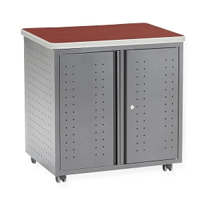 OFM Mobile Utility Tables with Shelf - Mobile Utility Table with Shelf and 2 Doors, Cherry, 30" W x 23.25" D x 29.5" H - 66746-CHY