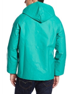 Onguard Chemtex Jacket PVC / Nylon / Polyester Jackets - JACKET, CHEM, GREEN, W / ATTACHED HOOD, 2XL - 71034