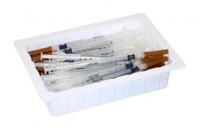 SOL-Millennium SOL-CARE Safety Tray - 1 mL SOL-CARE Allergy Safety Syringe Tray, 26G x 3/8" IDB - 100069IM