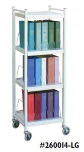 Omnimed Vertical Open Chart Racks - Cart with 4 Shelves and 3 Organizers - 260014