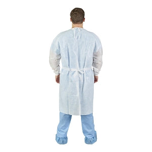 Halyard Poly-Coated Fluid-Resistant Gown - MBO-GOWN, HLYRD, PLY CTD, FLD RSTNT, WHT, UNI - 47001