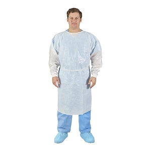 Halyard Poly-Coated Fluid-Resistant Gown - MBO-GOWN, HLYRD, PLY CTD, FLD RSTNT, WHT, UNI - 47001