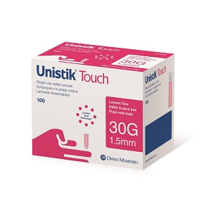 Owen Mumford Unistik 2 Safety Lancets - Unistik Touch Safety Lancet, 30G x 1.5 mm - AT 1422