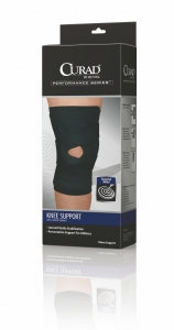 Medline CURAD Performance Series Knee Supports with J-Shaped Support - CURAD Knee Support, Neoprene, J-shaped Support, Left, Retail, Size 2XL, 22" - 23" - ORT23250L2XLD