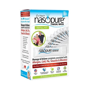 Bewell Health, LLC Nasopure Nasal Wash Bottles and Wash Mix for Nasal Irrigation - Nasopure Nasal Wash Refill Kit (40 Nasopure Buffered Salt Packets) - 8-90668-00006-7