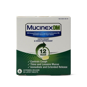 Reckitt Benckiser Inc. Mucinex DM Tablets - Mucinex DM, 600 mg Guaifenesin + 30 mg Dextromethorphan Extended Release Tablet, 6/Box - 63824-0056-36