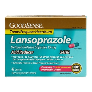 GoodSense Lansoprazole Capsules - Lansoprazole Heart Burn Capsules, Delayed Release, 15 mg, 42/Box - 00113-0117-03