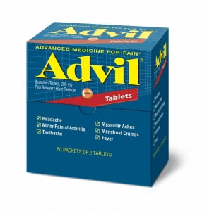 Pfizer Inc / Consumr Hlthcr Advil Ibuprofen - Advil, 2 x 200 mg Tablet, 50 Unit Doses / Box - 00573-0154-89