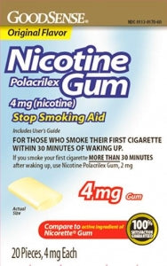 Geiss, Destin & Dunn GoodSense Nicotine Gum - Nicotine Gum, Uncoated, Original, 4 mg, 20/Box - 00113-0170-60