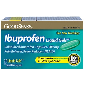 Geiss, Destin & Dunn Ibuprofen - Ibuprofen, 200 mg, 20 Softgels - 00113-0298-60