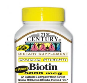 21ST Century Healthcare, Inc. Biotin Tablets - Biotin Caplet, 5, 000 mcg, 60/Bottle - 87701-0407-34