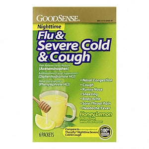 Geiss, Destin & Dunn Flu, Cold & Cough Relief Packets - Flu, Cold and Cough Relief, Nighttime, Honey, 6/Box - 00113-0964-91