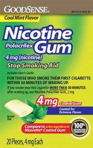 Geiss, Destin & Dunn GoodSense Nicotine Gum - Nicotine Gum, Coated, Mint, 4 mg, 20/Box - 00113-0532-60