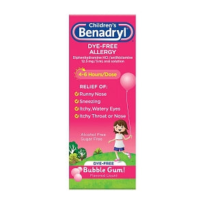 Johnson & Johnson Children's Benadryl Dye-Free Allergy Liquid - BENADRYL 12.5MG/5ML AF / SF / DF SOLN 4OZ - 50580-0535-01