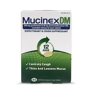 Reckitt Benckiser Inc Mucinex Tablets - Mucinex DM, 600 mg Guaifenesin + 30 mg Dextromethorphan Extended Release Tablet, 40/Box - 63824-0056-34