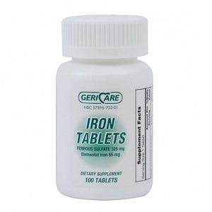 Geri-Care Pharmaceuticals Ferrous Sulfate Tablets - Ferrous Sulfate Tablet, 325 mg, 100/Bottle - 57896-0703-01