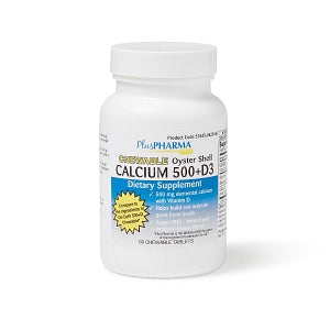 Gemini Pharmaceuticals Calcium with Vitamin D Tablets - Calcium 500 mg + Vitamin D3 400 IU Chewable Tablet, 60/Bottle - 51645-0829-06