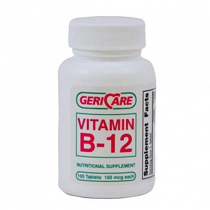 Geri-Care Pharmaceuticals Vitamin B-12 Tablets - Vitamin B-12 Tablet, 100 mcg, 100/Bottle - 57896-0856-01