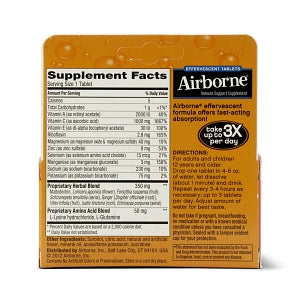 Reckitt Benckiser Inc Airborne Effervescent Tablets - AIRBORNE EFFERVES TAB ORANGE 10/TB - 6-47865-10001-0